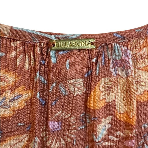 Billabong Floral Long Sleeve Dress - Orange and Cream - Picture 2 of 7